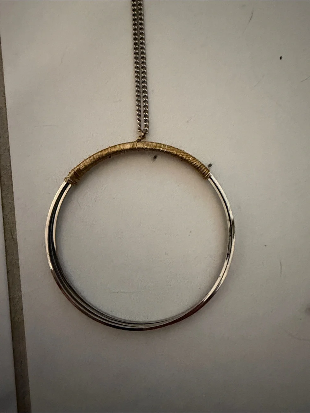 Classic Two-Tone Circle Pendant Necklace - Silver & Gold